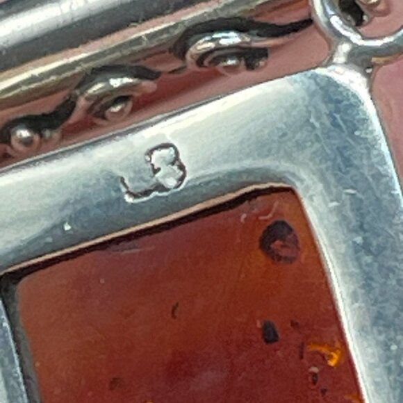 Signed LB Lori Bonn Sterling Silver Baltic Amber Pendant Necklace AZ 925 Italy - Picture 11 of 15